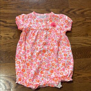 Floral Baby Romper in Pink and Orange